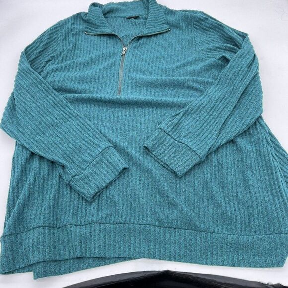 Torrid green ribbed pullover 1/4 zip sweater size 2X - Picture 1 of 4